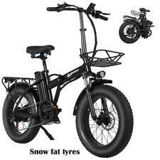 EBKAROCY  Adult Folding Electric Bike Ebike 14/20" Fat Tire 48v Battery 750W