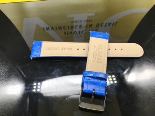 NUEVO Invicta Cuero Genuino 22mm Azul Correa de Repuesto Liberación Rápida AUTÉNTICO - Imagen 3 de 3