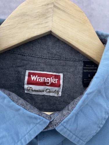 Wrangler Herren Hemd Blau Kurzarm 100% Baumwolle Größe L #170 - Bild 5 von 8
