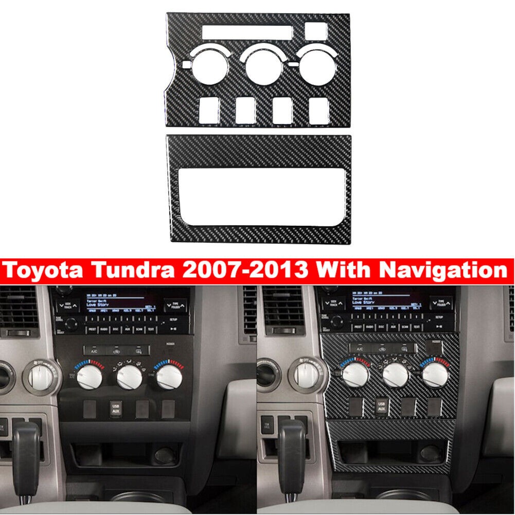 2Pcs Carbon Fiber AC Console Interior Trim Set Type B For Toyota Tundra 2007-13