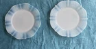 2 Vintage Macbeth Evans White Blue Milk Glass Plates Translucent