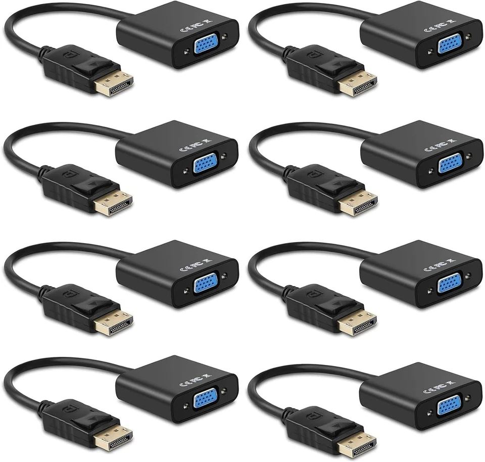 8-Pack Gold-Plated DisplayPort to VGA Adapters for 1080p Clarity and Durability - Image 3 of 4