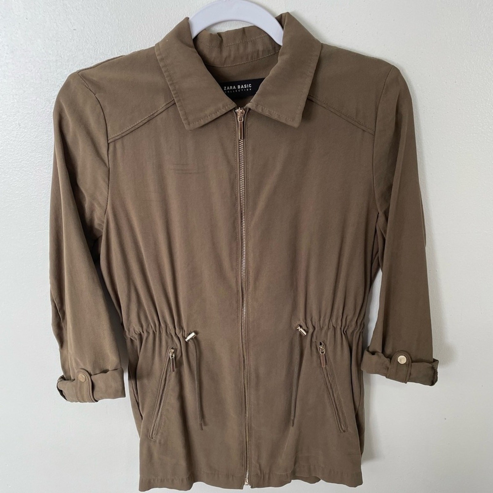 Zara Basic Collection Olive Green Cinched Waist U… - image 2