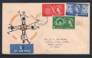 1957 Scouts First Day Cover To Qatar With Sutton Coldfield Cancel As Scanned