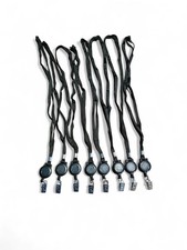 8 x Black Lanyard Retractable Badge Reel Combo