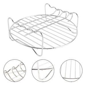 1Set Dual Layer Stainless Steel Air Fryer Rack Barbecue Shelf for Easy Cooking