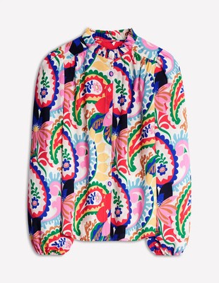 Boden Bluse mit Rüschenkragen UK 12