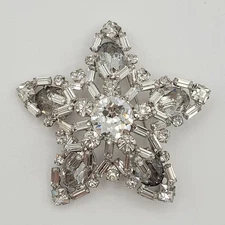 Vintage Estate Gorgeous Unsigned WEISS Sparkly Rhinestone Snowflake Brooch
