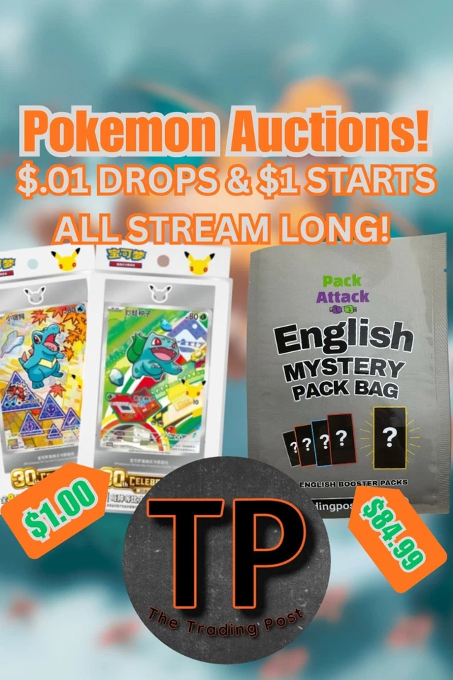 $1 Start Pokemon Auctions | Packs, Bundles, Boxes w/ Katie & JC
