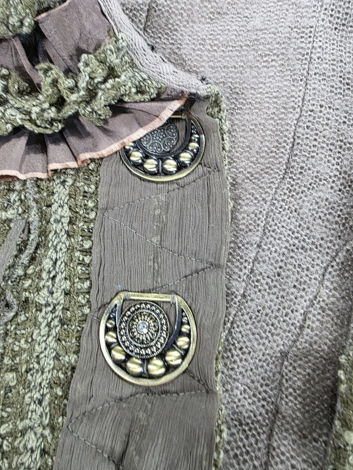 Vtg Fantazia Sweater Womens M Layered Boho Artsy Collar Lace Metal EtherealFairy - Image 4 of 4