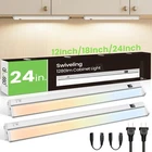 2-Pack LED Under Cabinet Lights Swivel 12/18/22/24 Inch CCT Kitchen Closet Light
