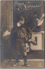 Vintage 1911 HAPPY NEW YEAR Real Photo RPPC Postcard "Prosit Neujahr!" German