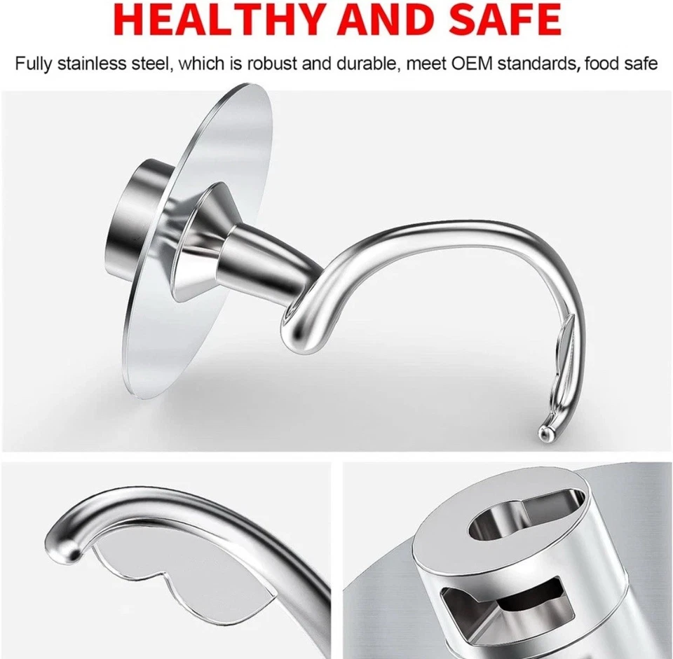 Stainless Steel Spiral Dough Hook for Stand Mixer Fits 4.5 KSM90 KSM103 KSM110 - Image 3 of 4