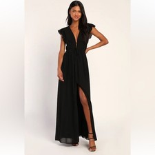 Lulu's I'm All Yours Ruffled Maxi Dress - Black - 1X - New without tags