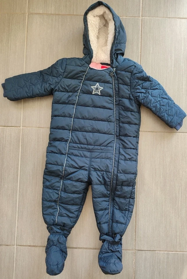 s.Oliver Baby Schneeanzug Winteroverall Winteranzug mit Schuhen Größe 80 Blau