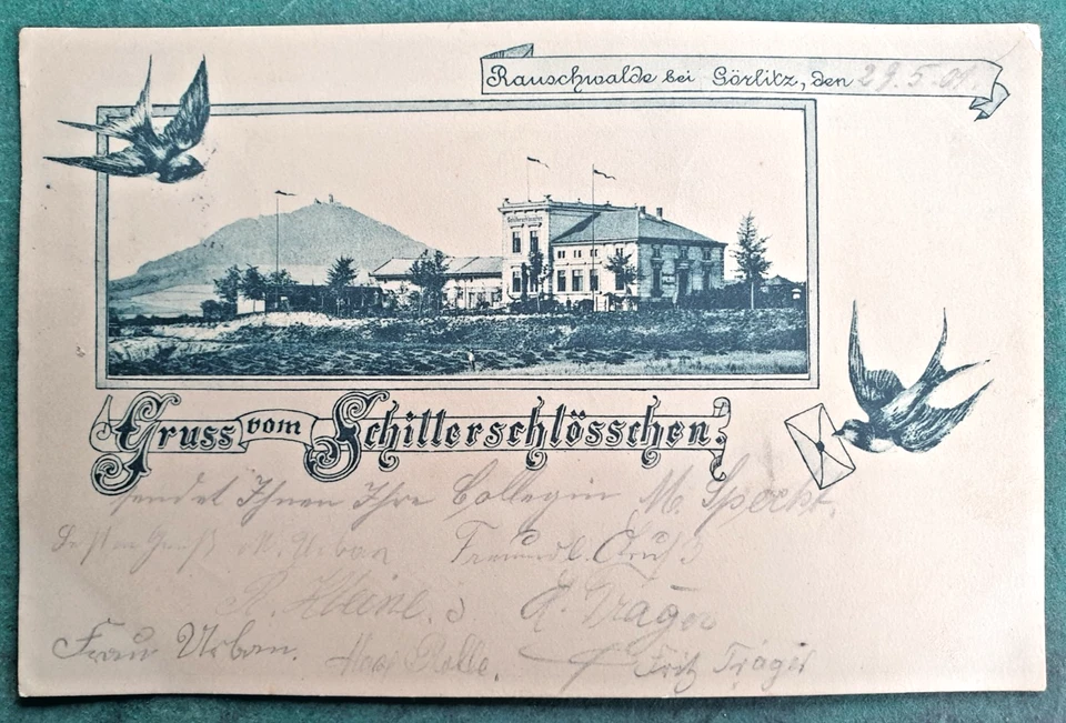 AK Rauschwalde Görlitz Schillerschlösschen 1901 Germania 5 Pfg Reichspost Postst - Bild 1 von 4