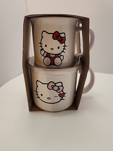 Hello Kitty 2 Pc Mug Set By Saniro 9 oz, 16 oz Silver Buffalo Microwave Safe - Picture 1 of 5