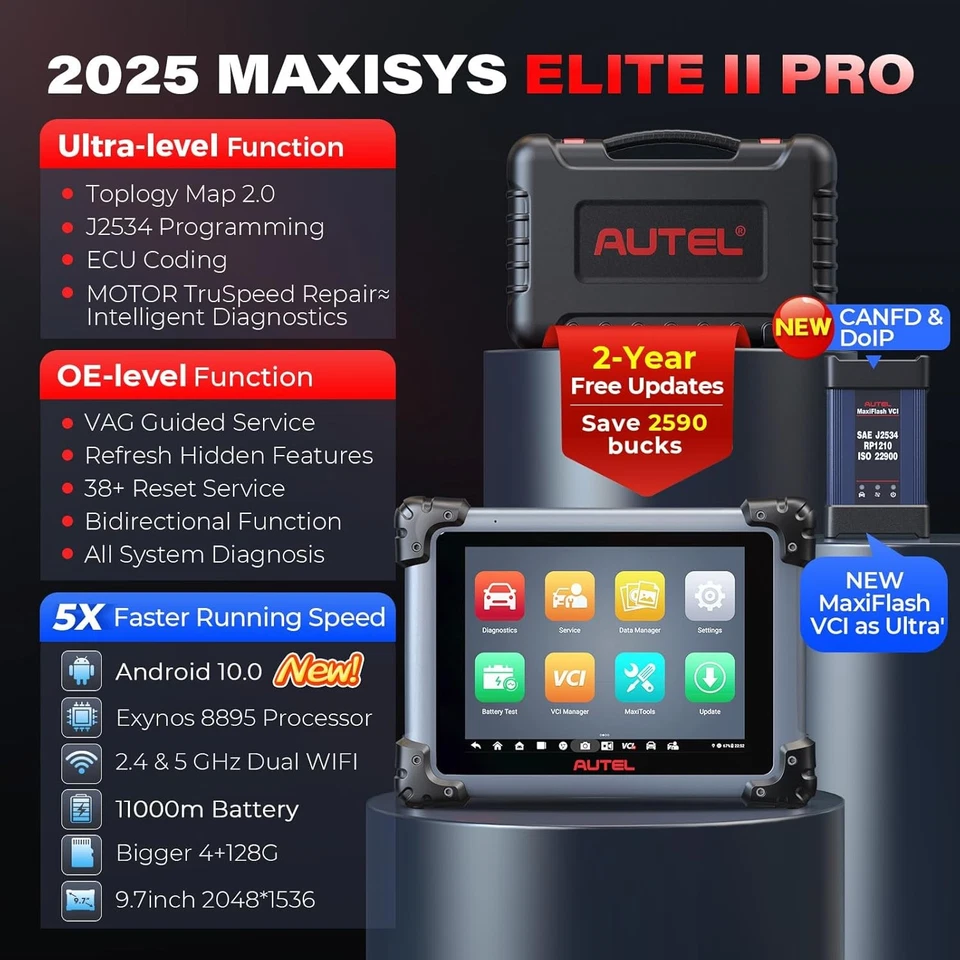 Autel MaxiSys Elite II PRO ULTRA Auto Diagnostic Scanner Programming E~CU Coding - Imagem 3 de 4