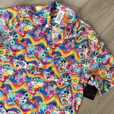 NEW Disney Pride Rainbow Mickey Woven Camp Shirt M