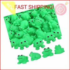 libfrnt 50 Pcs Rubber Frogs Squeak and Floating Green Frog Bath Toys Swimming Ba
