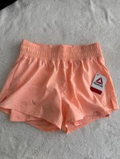 Reebok Women’s Reflex Solid Shorts – XS – Peach Nectar – Moisture Management NEW