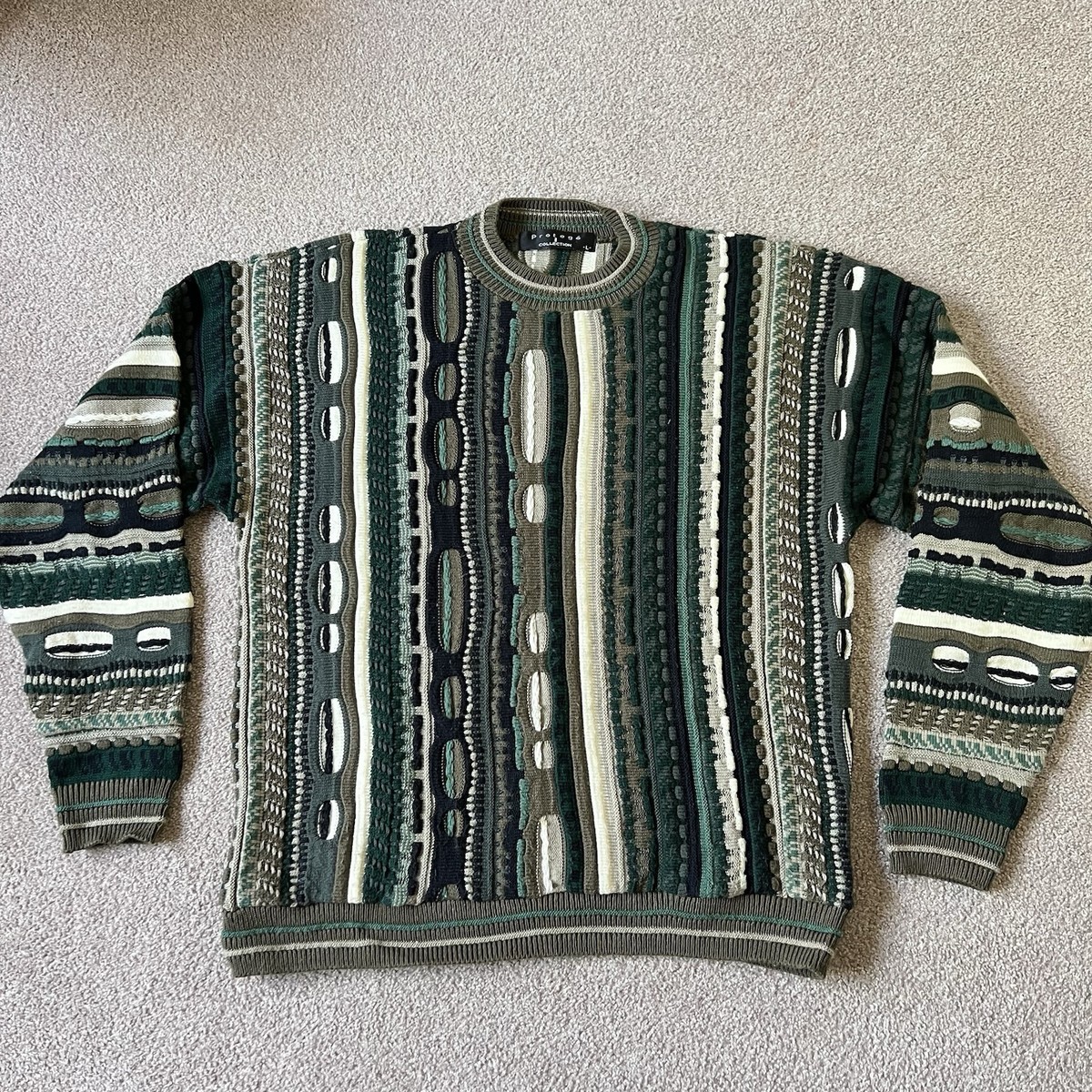 90s USA製 Protege collection 3D knit Vintage 90s Protege 3D Knit Textured “Coogi Style” Sweater