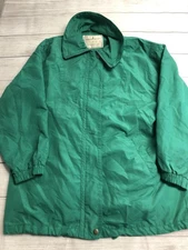 Towne From London Fog Jacket Mens Medium Green Zip Snap Windbreaker Coat Pockets