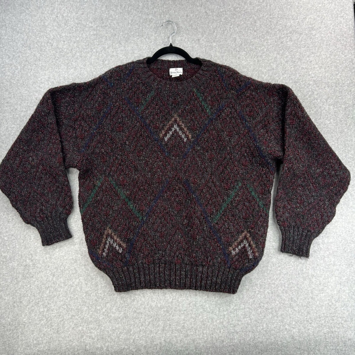 Vintage Neiman Marcus Mens XL Sweater 100% Wool Grandpa Fisherman 