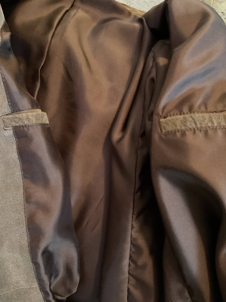 Cabela's  Leather Mens 42 TALL Suede Buffalo Head 2 Button Buffalo Cuffs Jacket View 4