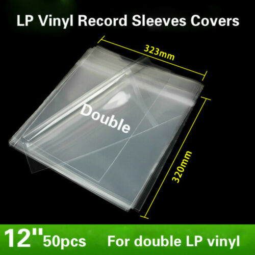 50pcs 12" Double LP Vinyl Record Sleeves Covers Album Outer Plastic Anti-Static - Bild 1 von 3
