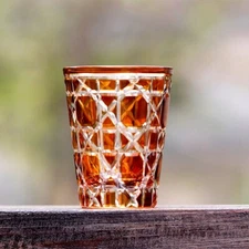 Diamond Cut Clear Crystal Glasses For Whiskey Vodka Juice Drinkware 10oz Amber