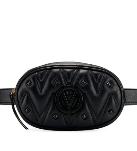 Valentino Logo Fanny pack ceinture sac noir clous matelassés taille S - Photo 1 sur 8