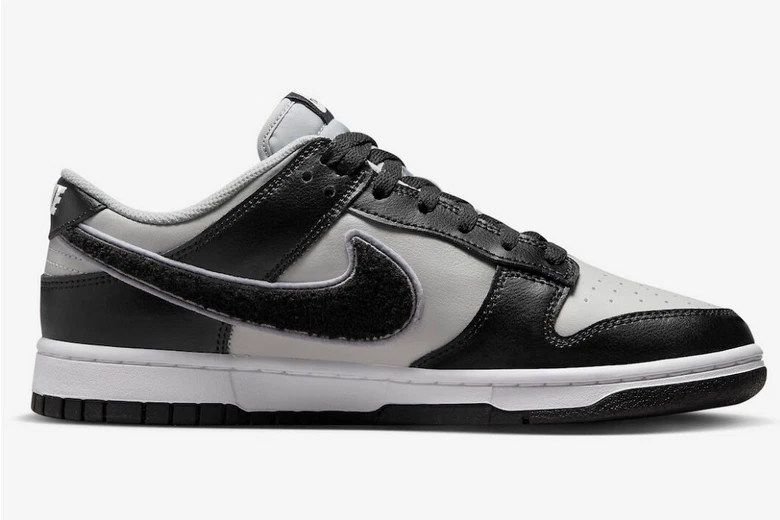 Nike Dunk Low Chenille Swoosh Black Grey Fog - Image 3 of 4