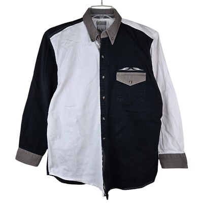 Vtg Express Rider Button Shirt Men's Sz L Color Block Western Long Sleeve