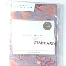 Zara Home Standard Pillow Case - 17.5 x 43.5 in. - 100% Cotton - Floral Design
