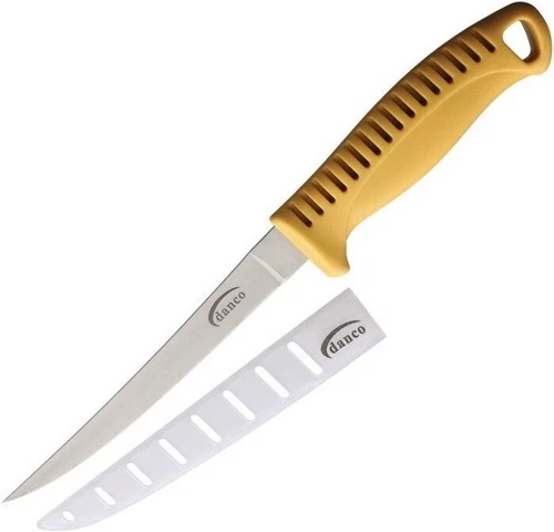 Danco Knife 6" Stainless Steel Fishing Fillet Blade Yellow Synthetic Handle - Picture 1 of 1