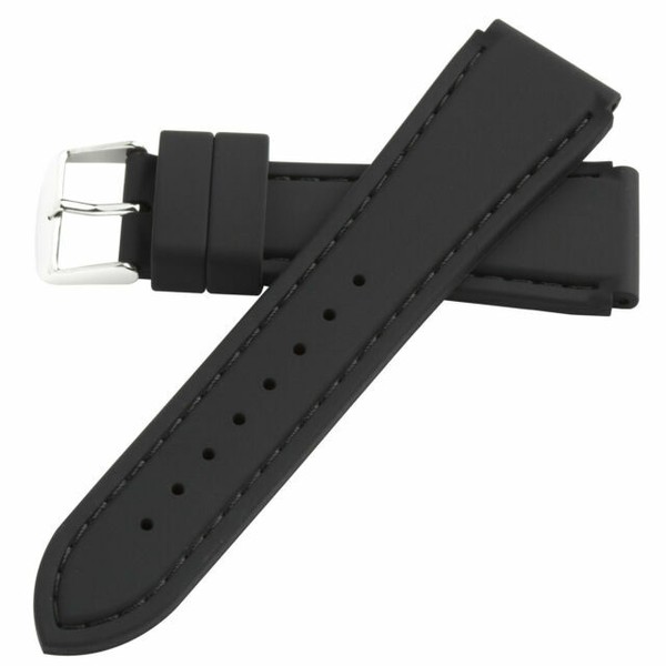 22mm HadleyRoma Ms3346 Black Silicone Rubber Waterproof Dive Watch Band Strap for sale online