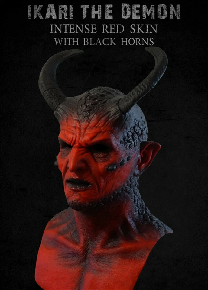 New Red Devil Full Mask Head Demon Ball Party Helmet Halloween Cosplay Props Lat - Image 4 of 4