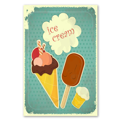 Postereck 1079 Poster Leinwand Vintage Schild, Eis Cream Küche Essen Plakat