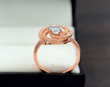 Natural Aquamarine 6 MM Round 925 Sterling Silver March Birthstone Women Ring