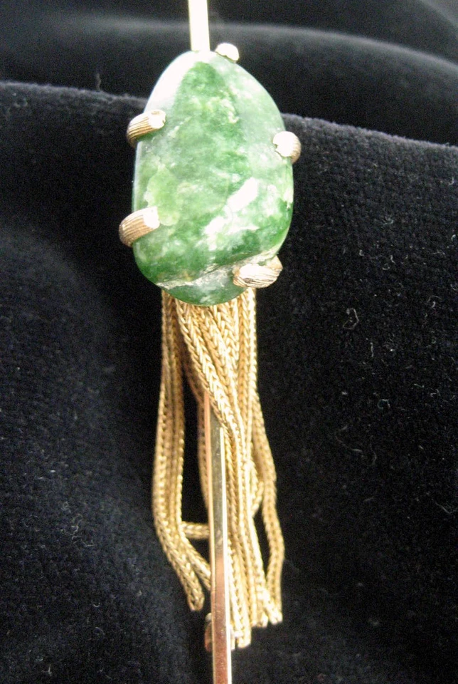 JUEGO DE BROCHES ONYX TONO DORADO VINTAGE SIN FIRMAR 3 1/2" largo Foto 3 de 4