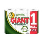 Gentille Giant 3Ply Kitchen Towel Roll White 3 Paper Rolls Ultra Absorbent
