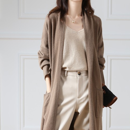 Super Long Cardigan Pullover Mantel 100% Wolle Strick Damen Langarm Outwear Gr. - Bild 1 von 33