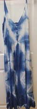 NWT Womens "Millenium" size Small  blue & white Tie-Dye Long Maxi Sundress
