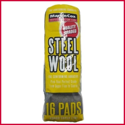 16 Stahldraht Wolle Pads Grade #0000 Clean Prep Finish Politur Metall Karosserie