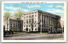 Vintage Postcard, Flint Michigan, Court House, Jail