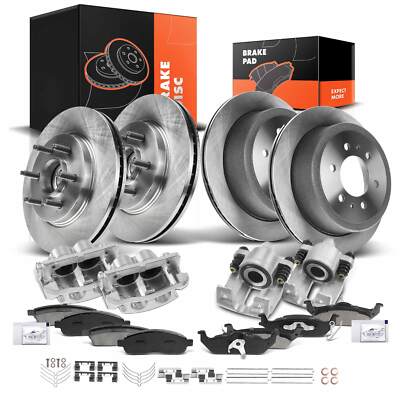 Disc Brake Rotors & Pads + Brake Caliper for Ford F-150 2004 2005 Front and Rear