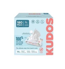 Kudos Skin-Loving Baby Wipes - 99 Water, Plastic-Free  Unscented - 180ct/3pk