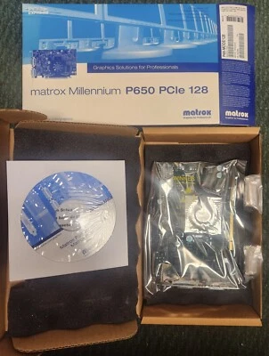 Matrox Dual head Video card P650 P65-MDDE128 128MB DDR DVI PCI E x16 - new!
