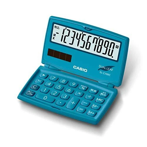 Casio colorful calculator Lake blue 10 digit folding notebook type SL C100C BU N